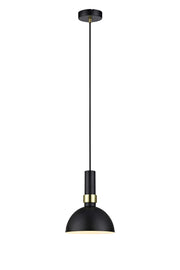 Lampadario LARRY 1L Nero/Ottone spazzolato