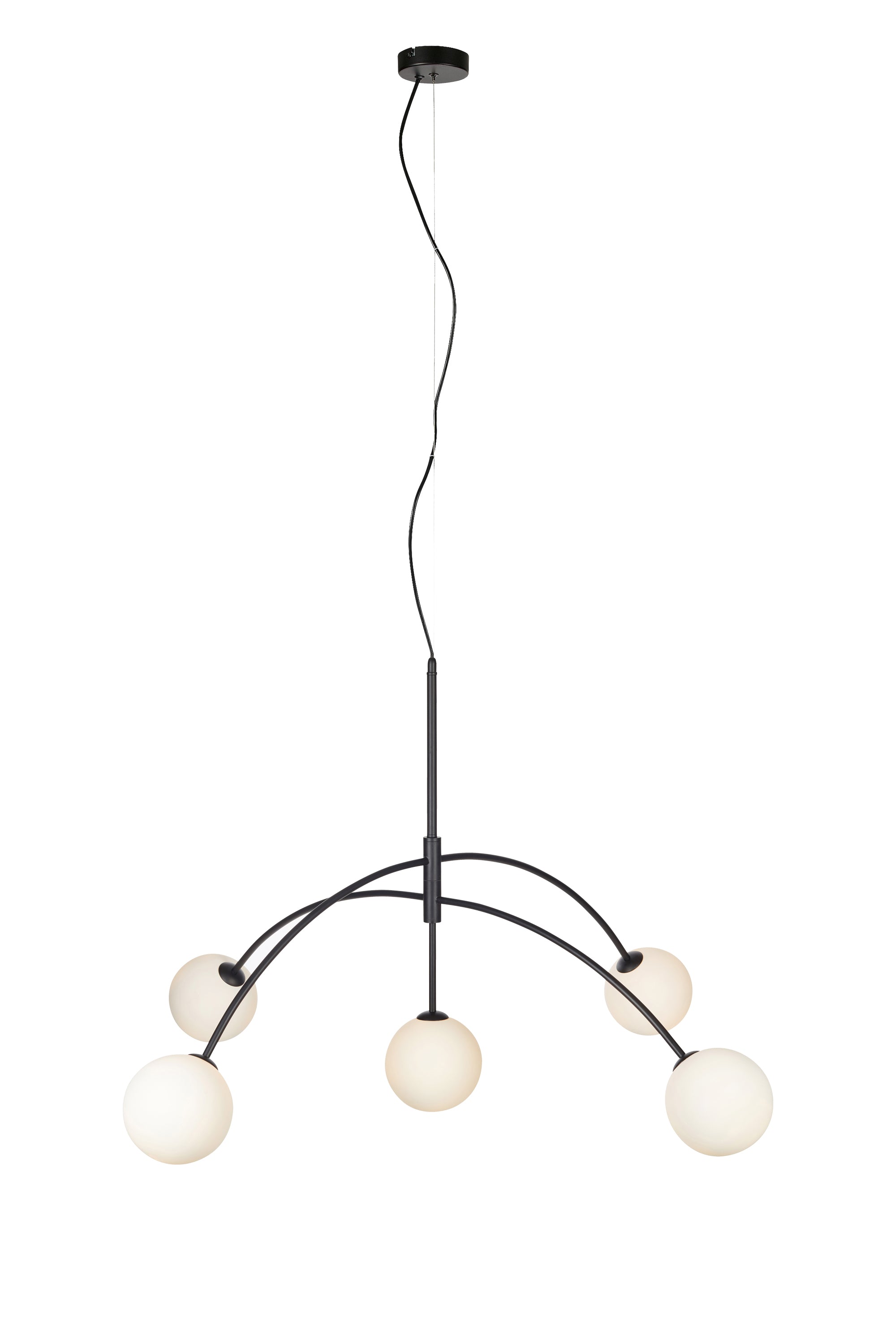 Lampadario HEAVEN 5L Nero/Opale