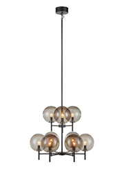 Lampadario CROWN 9L Nero/Fumo