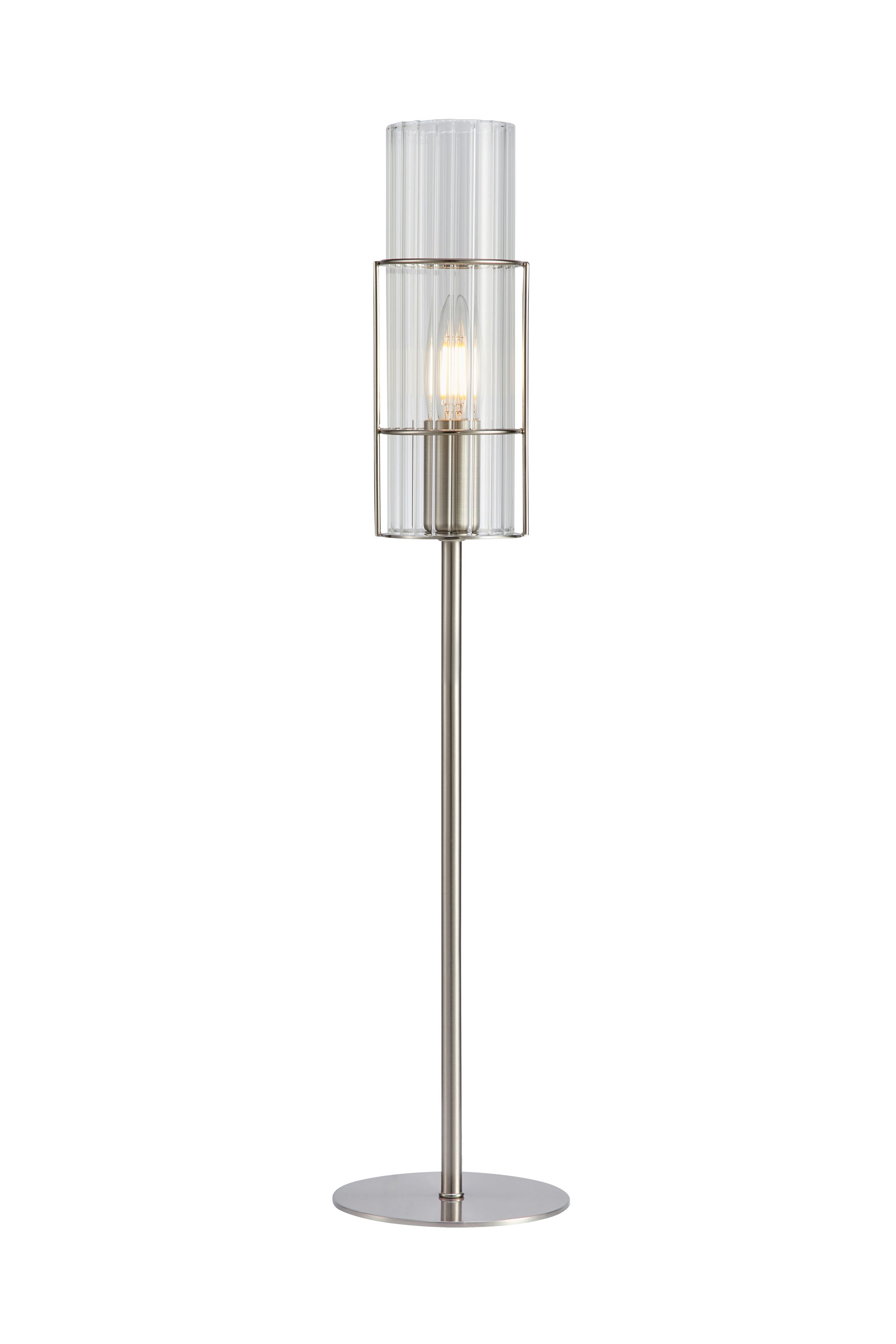 Lampada da tavolo TUBO 1 L 65 cm Nichel satinato/Trasparente
