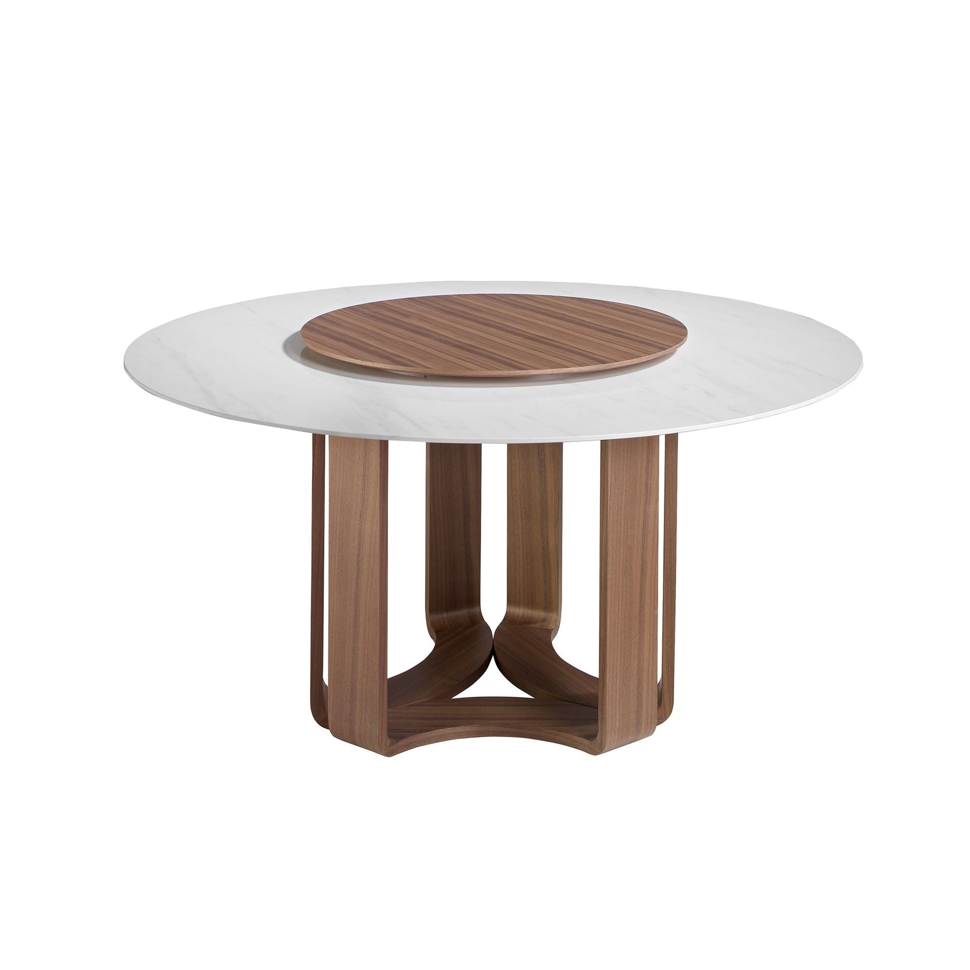 Tavolo da pranzo rotonda marmo porcellanato e noce