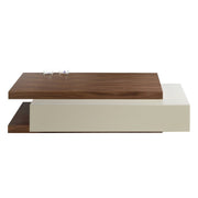 Tavolino rettangolare in legno beige e noce