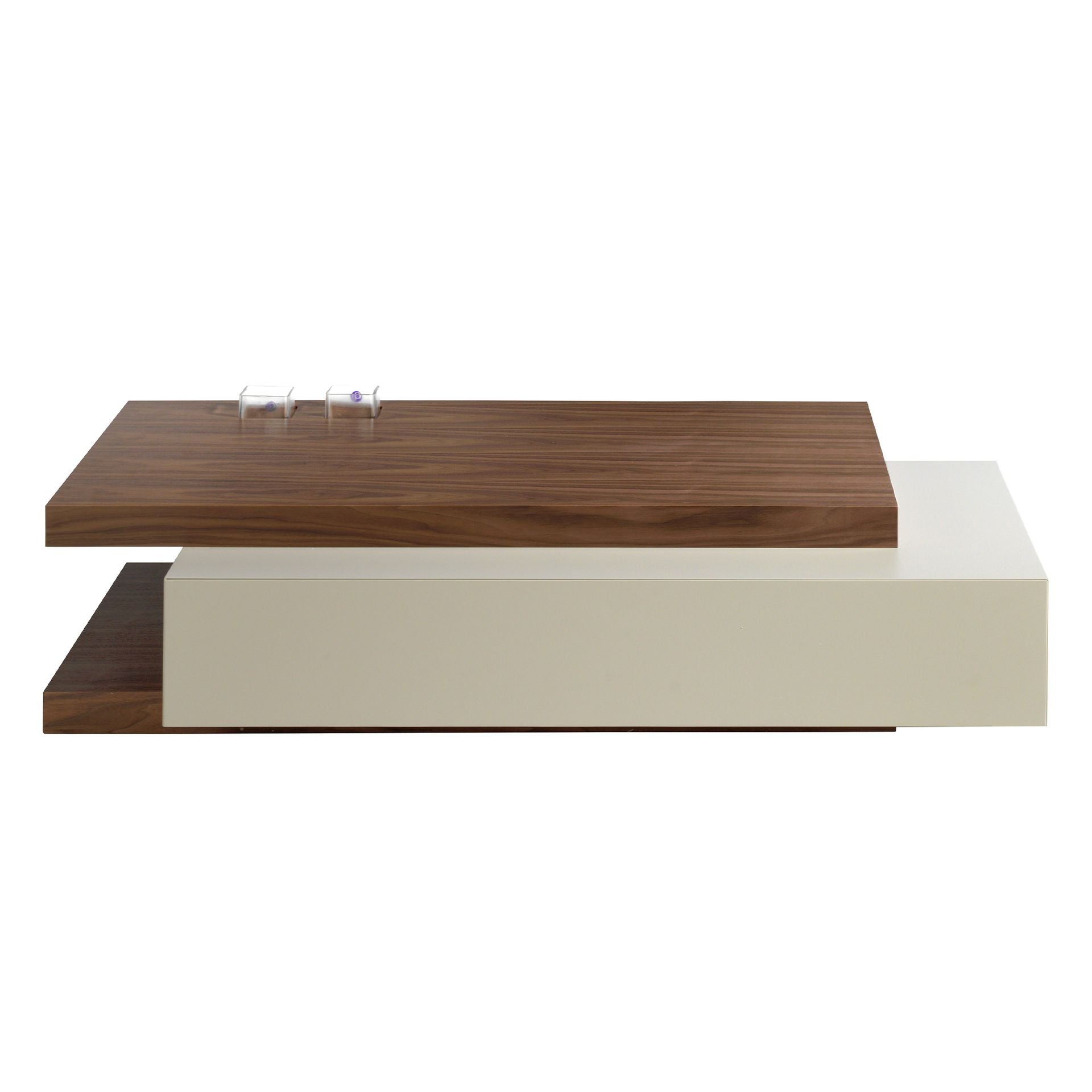 Tavolino rettangolare in legno beige e noce