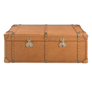 Baule in pelle marrone 126 x 74 x 46 cm