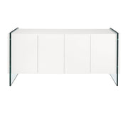 Credenza legno bianco e vetro temperato
