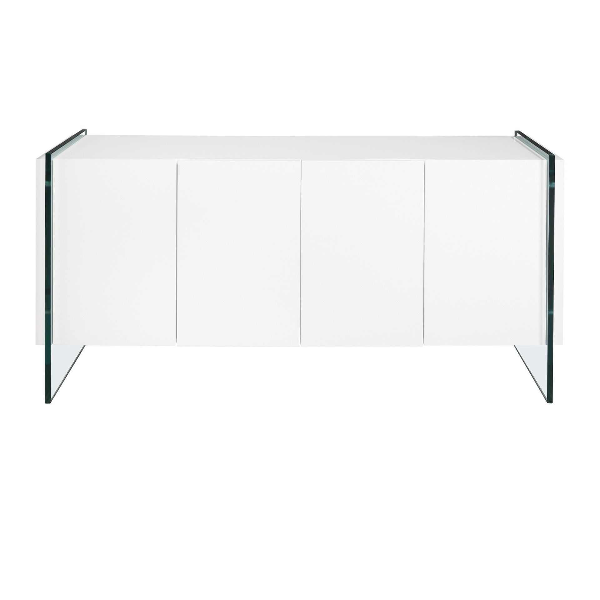 Credenza legno bianco e vetro temperato