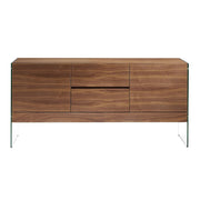 Credenza noce e vetro temperato