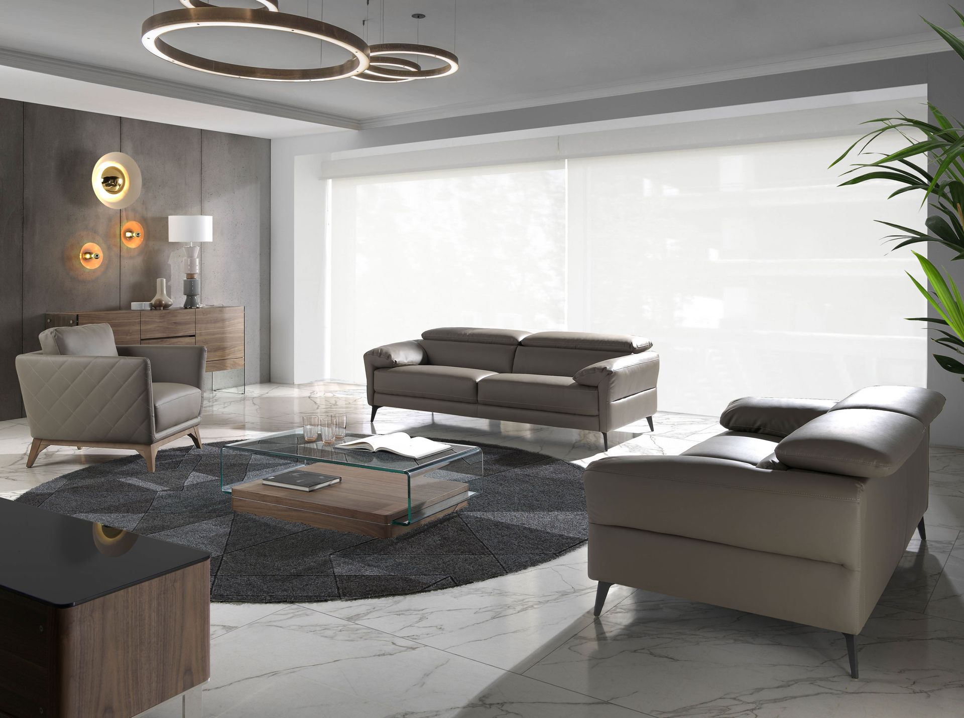 Credenza noce e vetro temperato