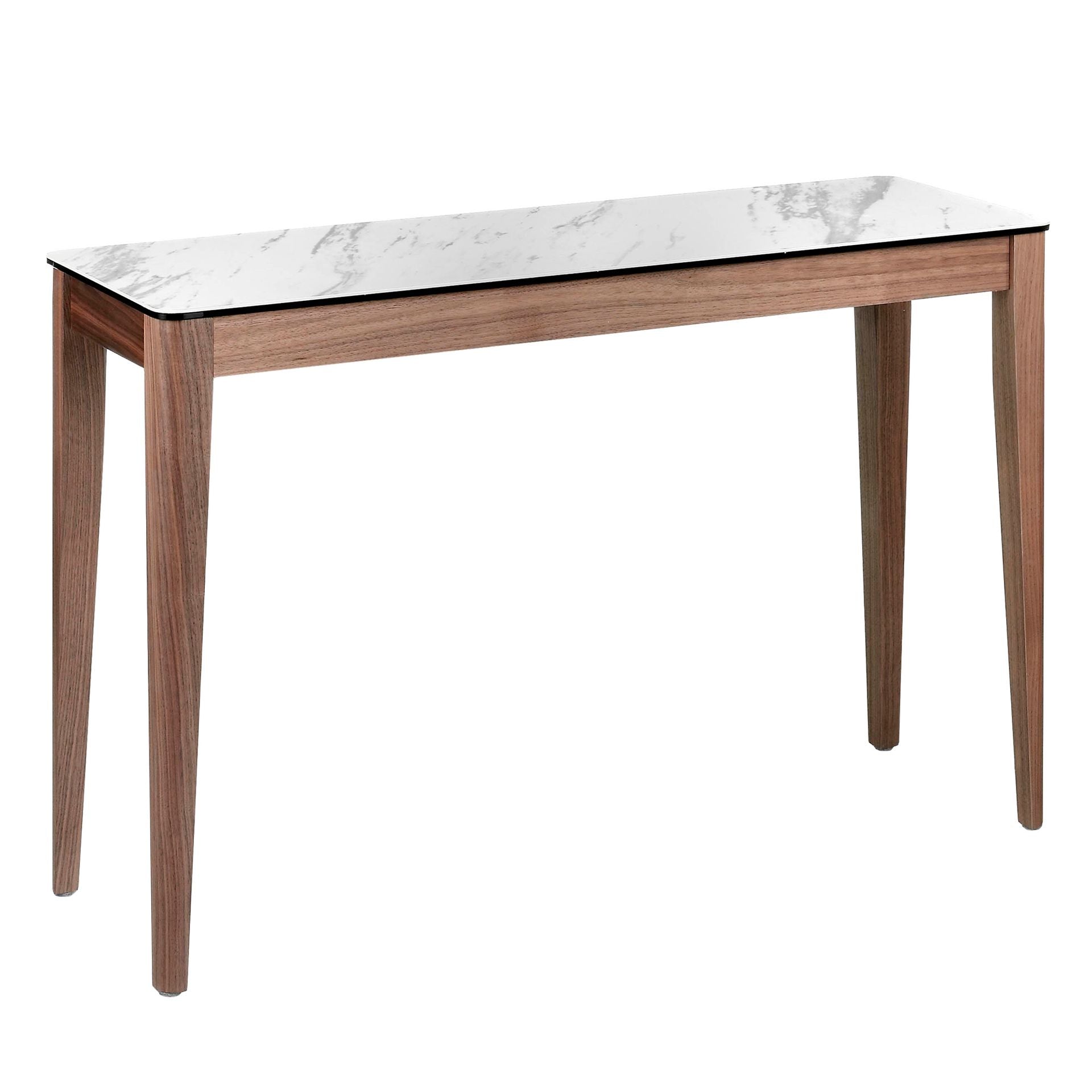 Consolle rettangolare in marmo porcellanato e noce