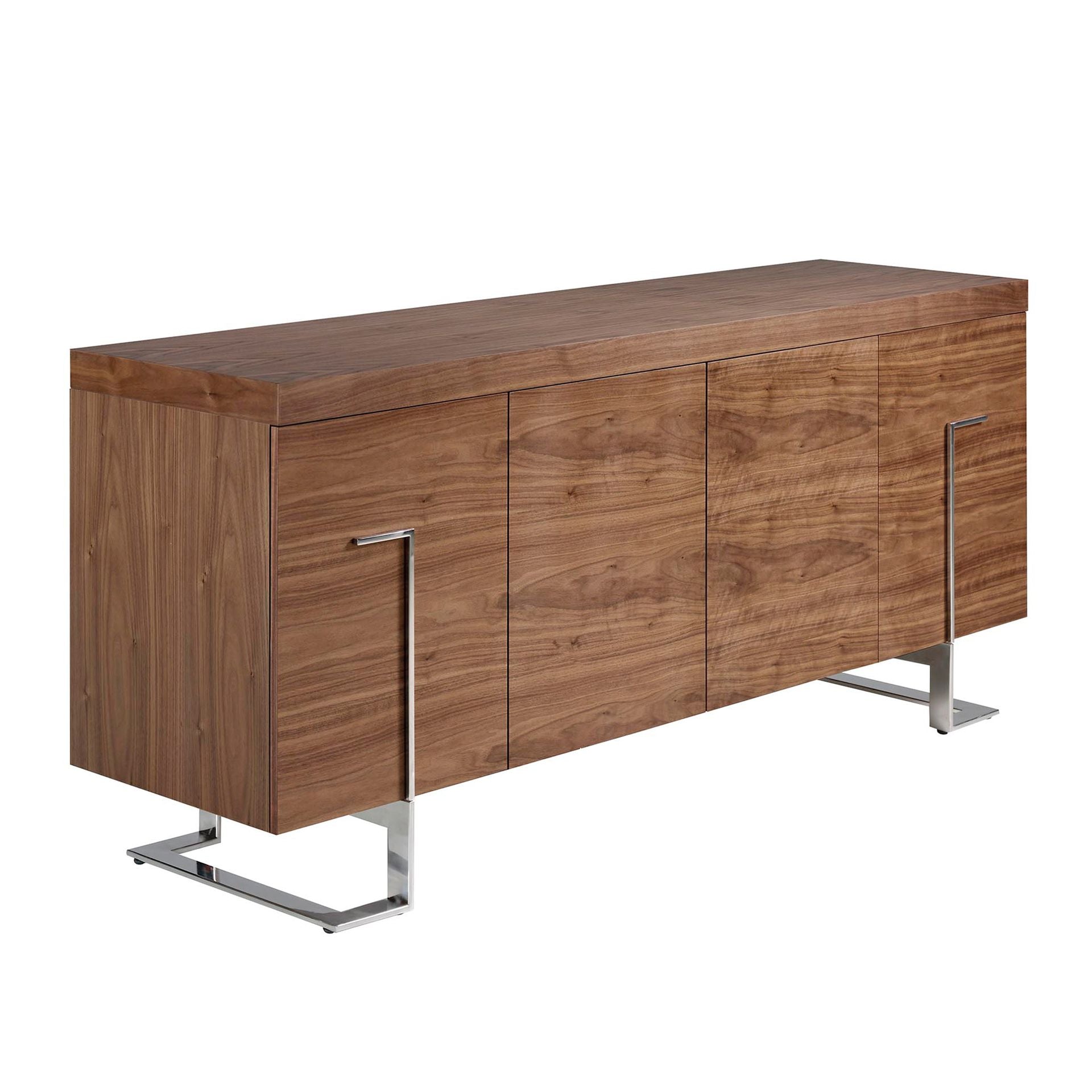 Credenza in noce e acciaio cromato