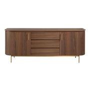 Credenza noce e acciaio dorato lucido