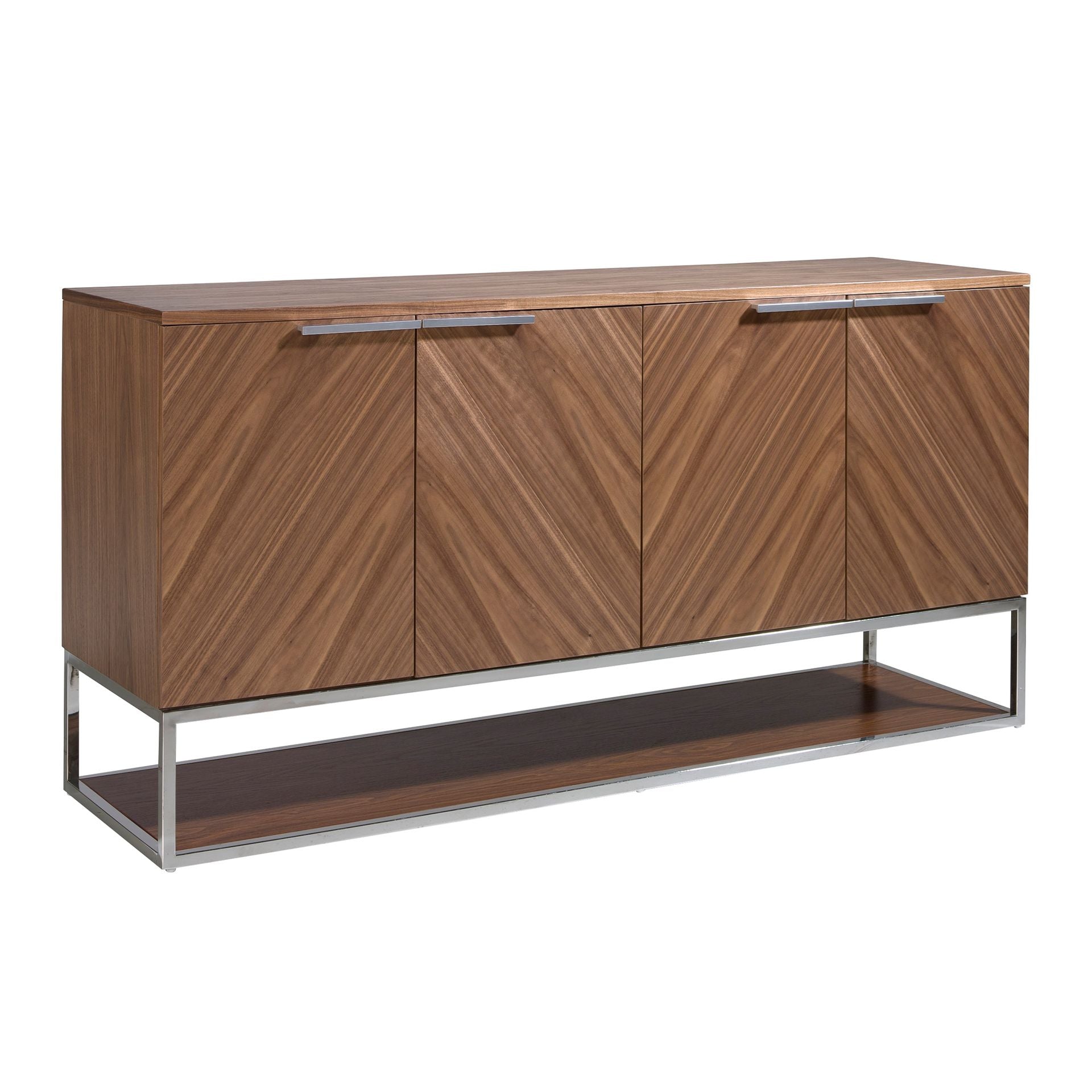 Credenza in noce e acciaio cromato