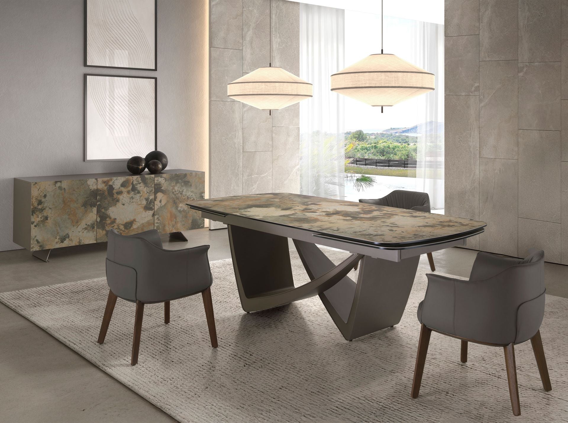 Credenza in legno tortora metallizzato