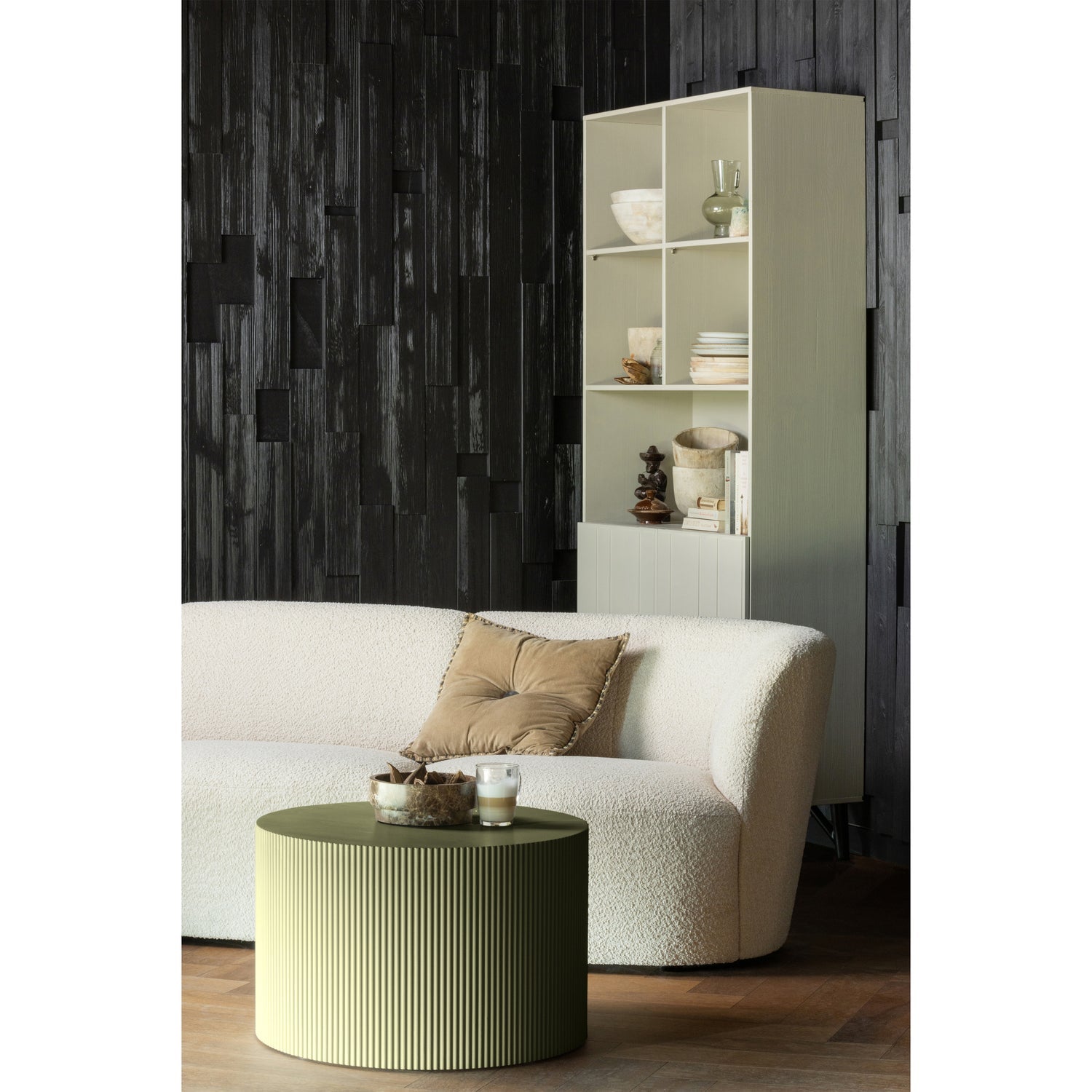Tavolino sanne rotondo verde militare