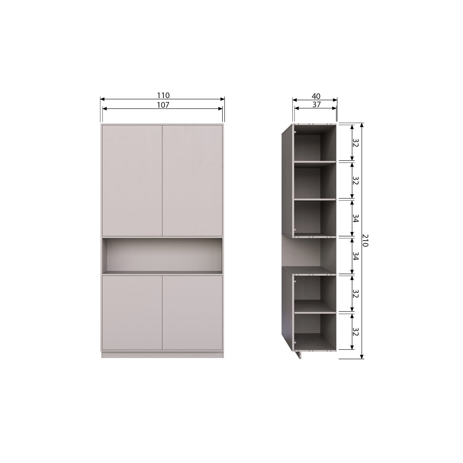 Finca buffet / armadio portaoggetti 110cm nebbia di pino