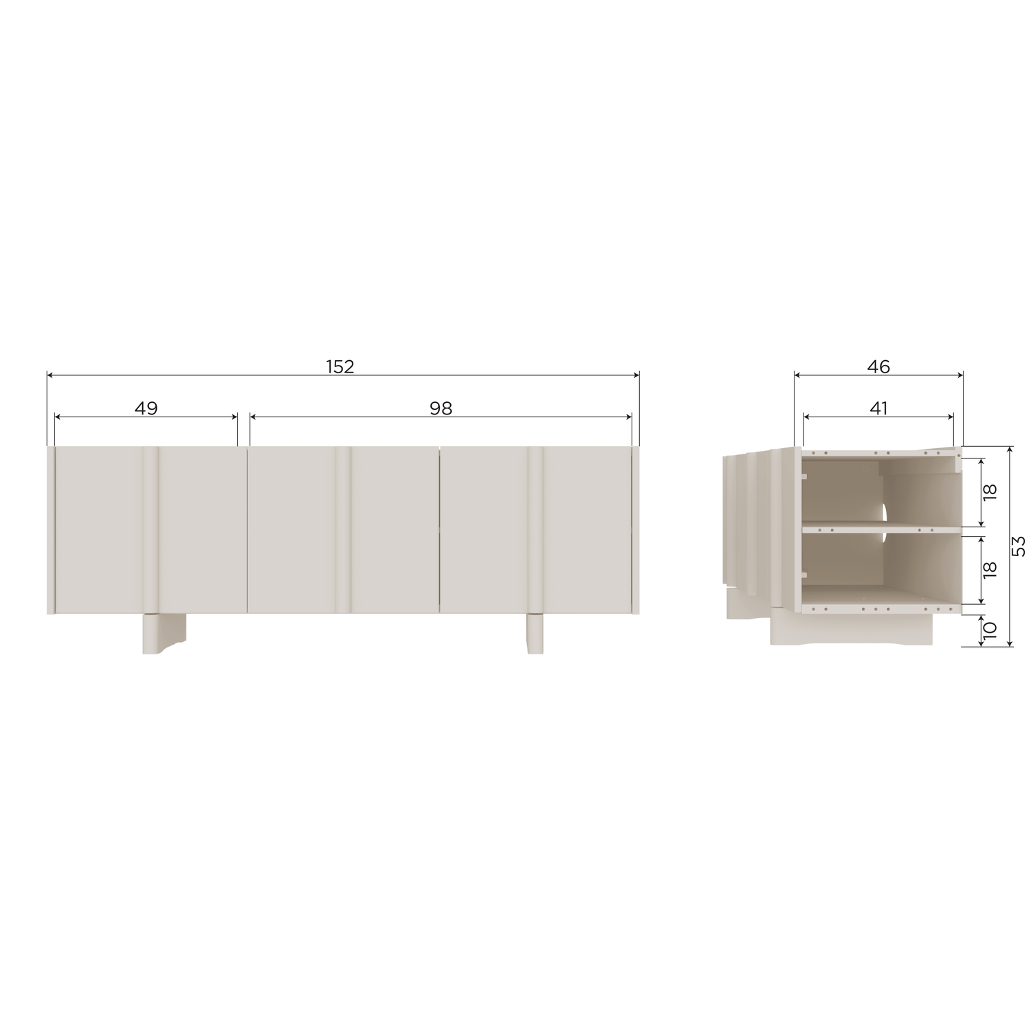 Mobile tv basu 152cm polvere di pino