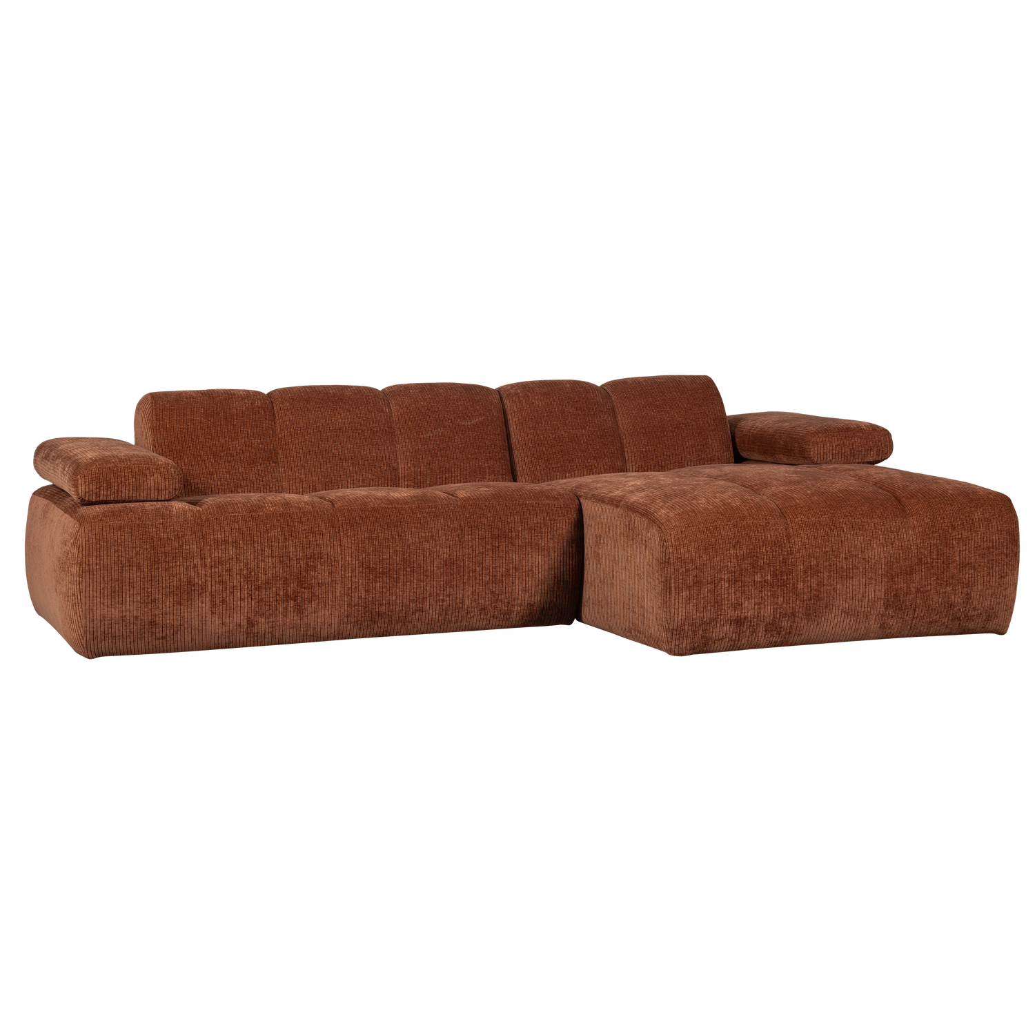 Divano chaise longue mojo destra tessuto a coste tessuto marrone ruggine