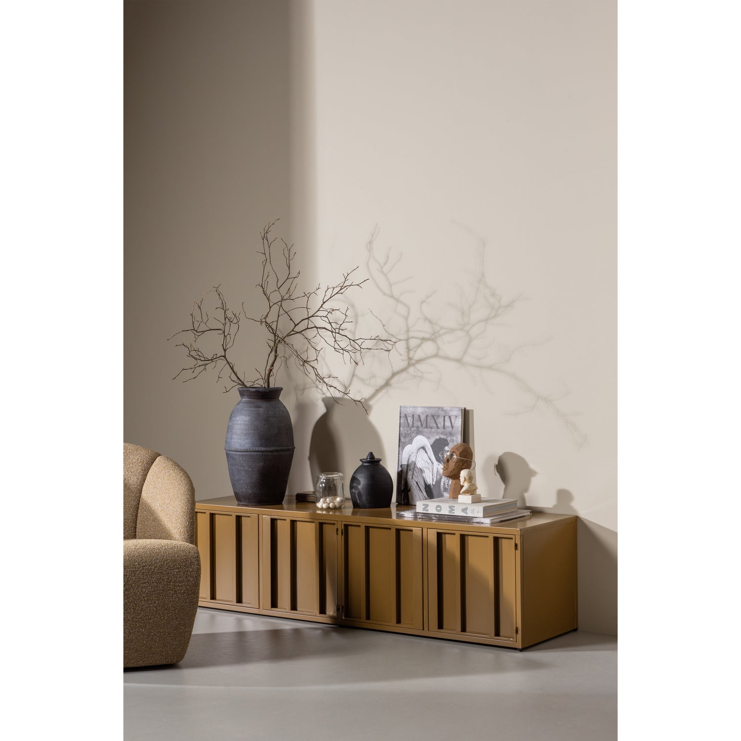 Porta tv level metallo giallo miele 44x160cm