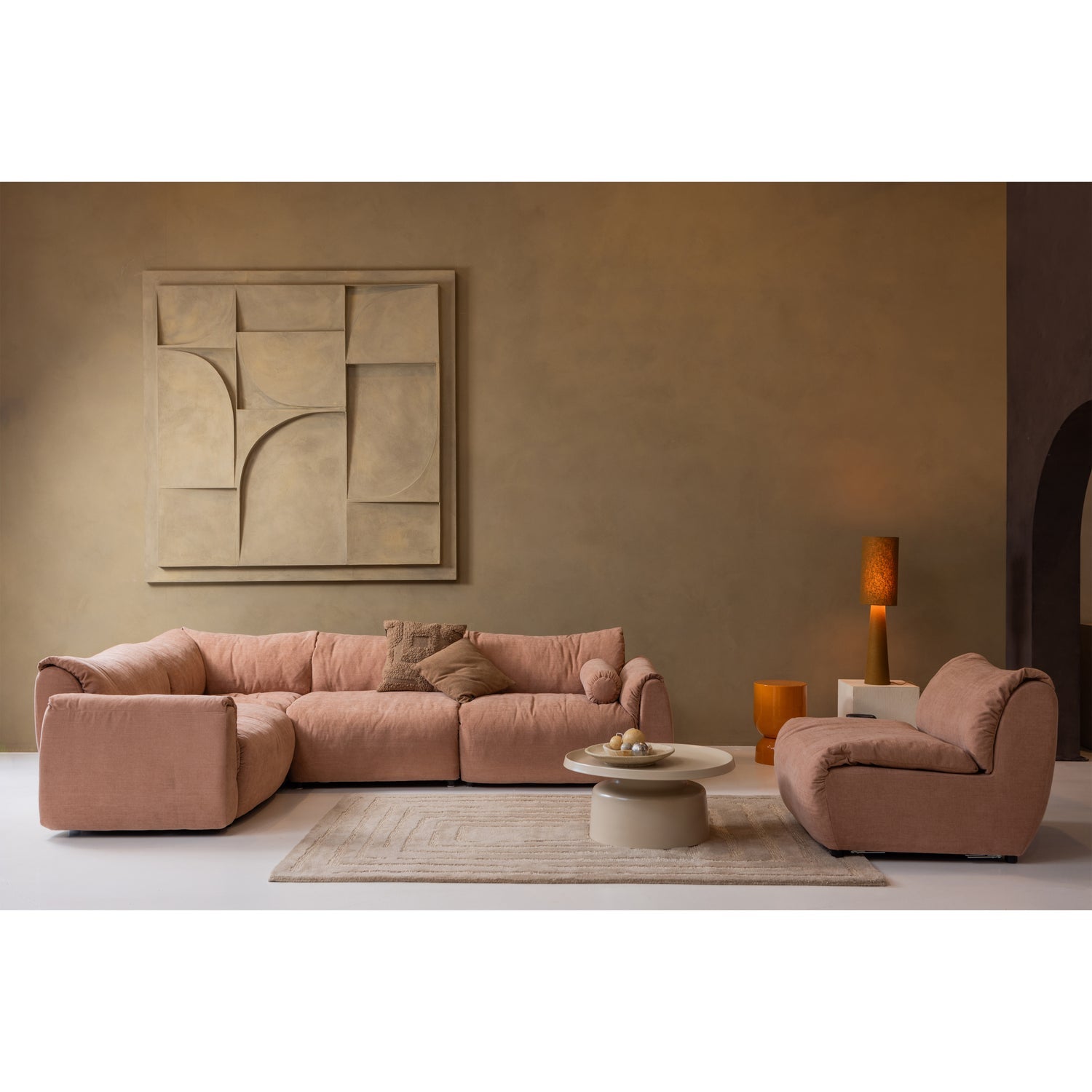 Lampada da tavolo loft metallo/tapenade bouclé 90xø22cm