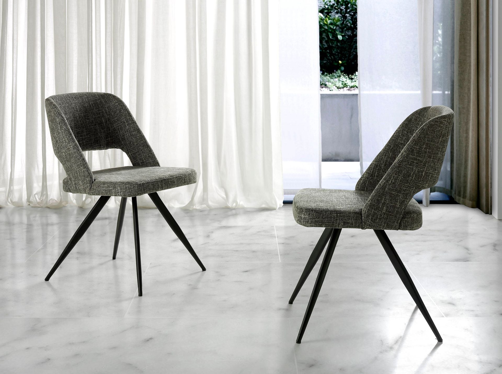 Sedia girevole in tessuto grigio