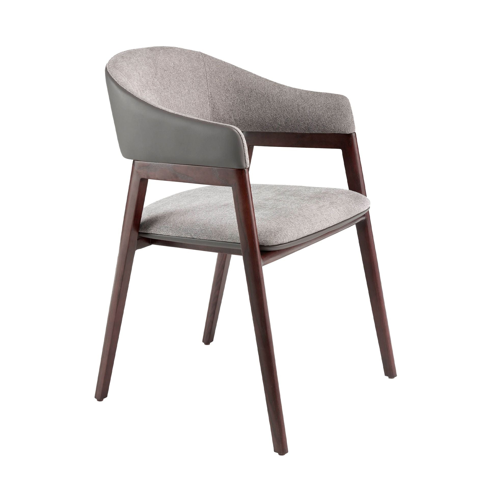 Sedia in tessuto grigio ed ecopelle visone scuro