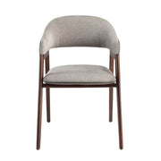 Sedia in tessuto grigio ed ecopelle visone scuro