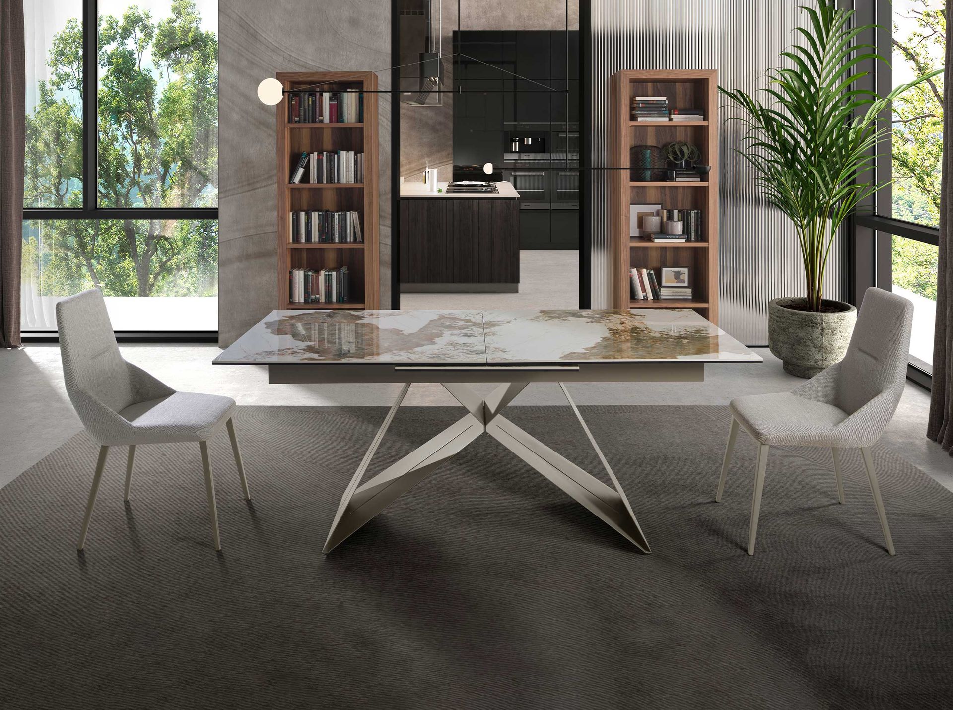 Sedia in tessuto grigio chiaro