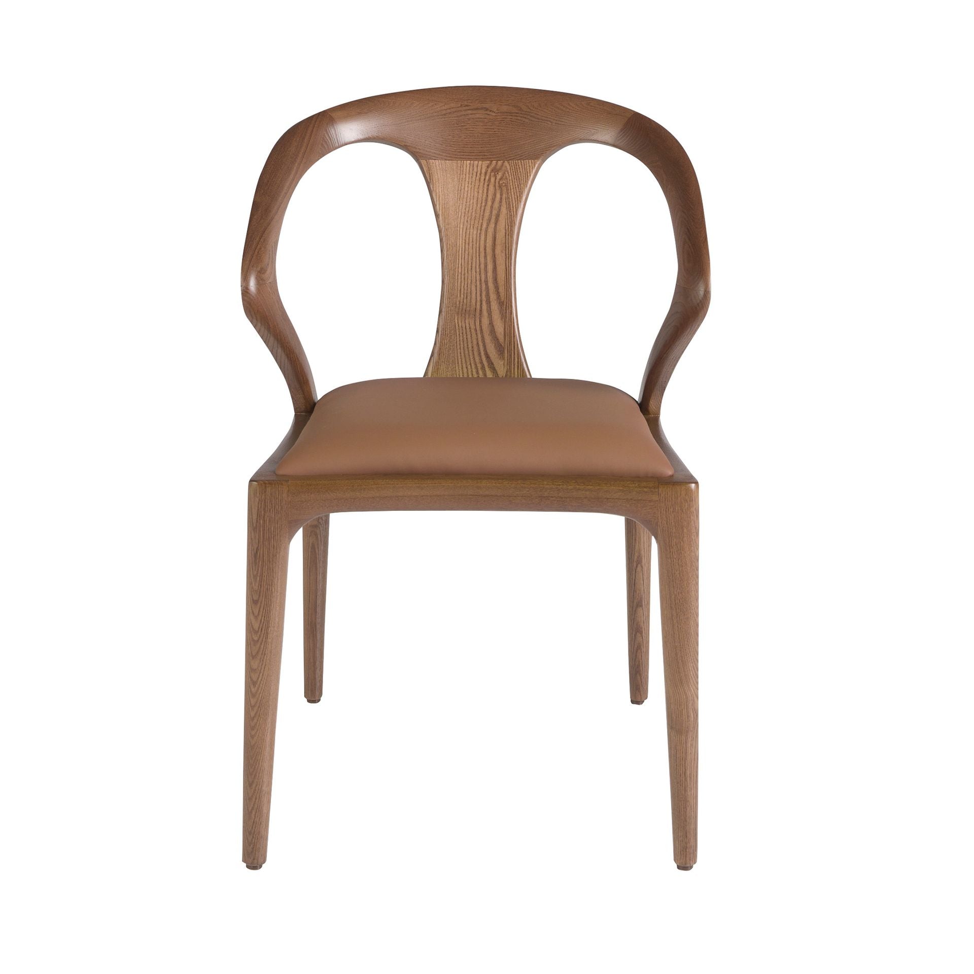 Sedia marrone in noce ed similipelle