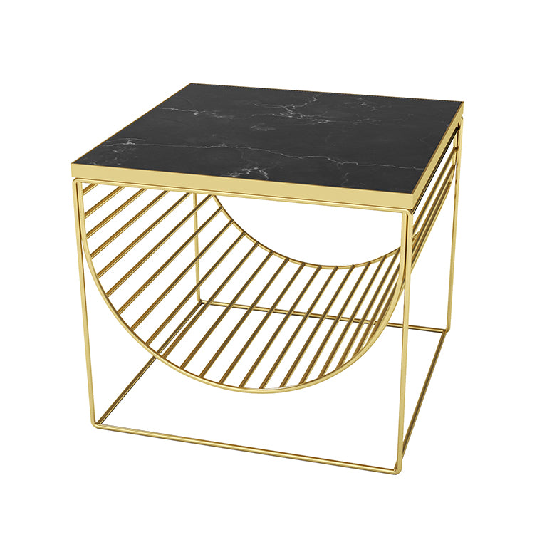 SINO tavolo/portariviste - Oro/Nero - AYTM -  L50xP50xA44,3 CM