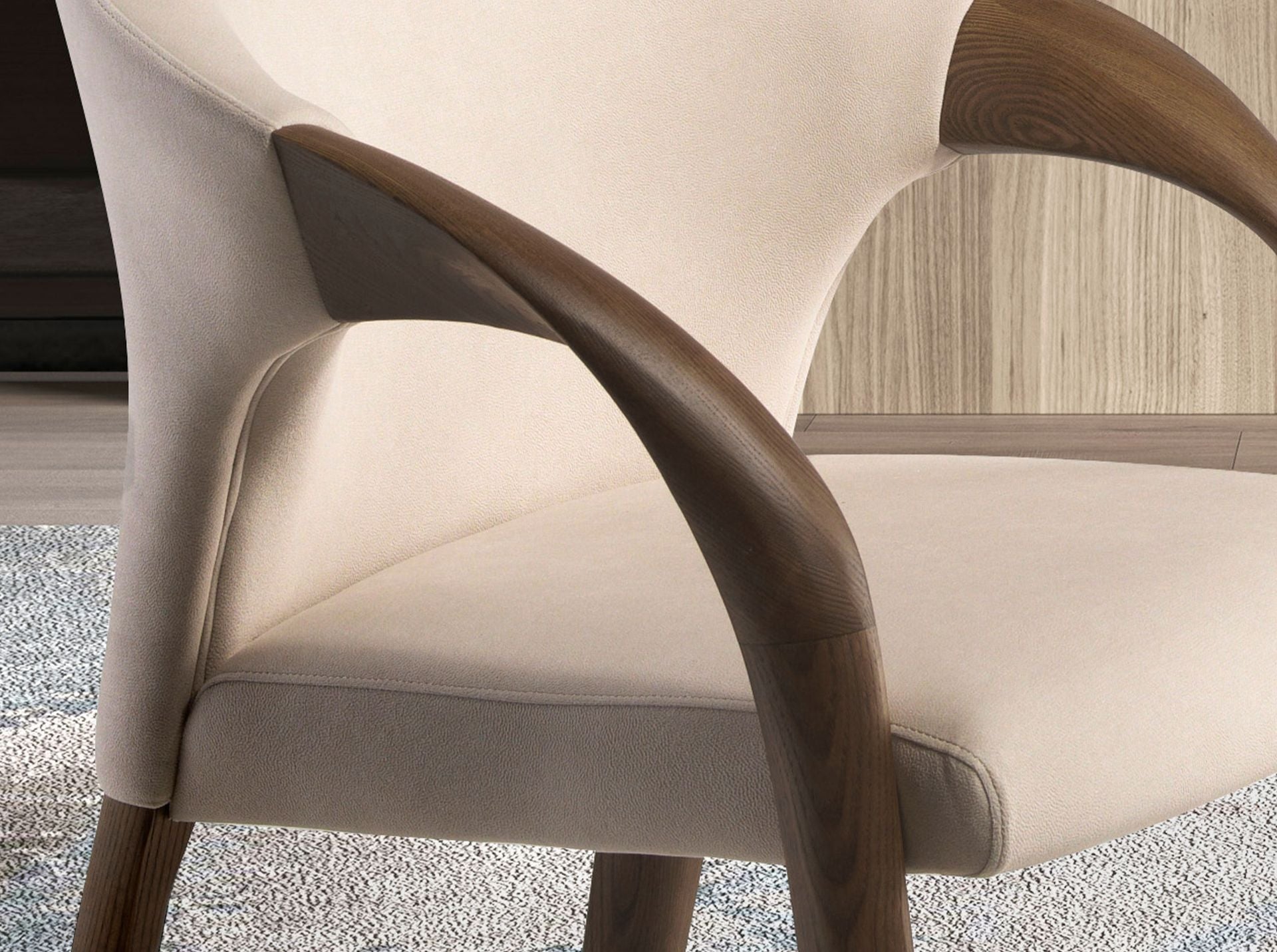 Sedia in velluto color crema
