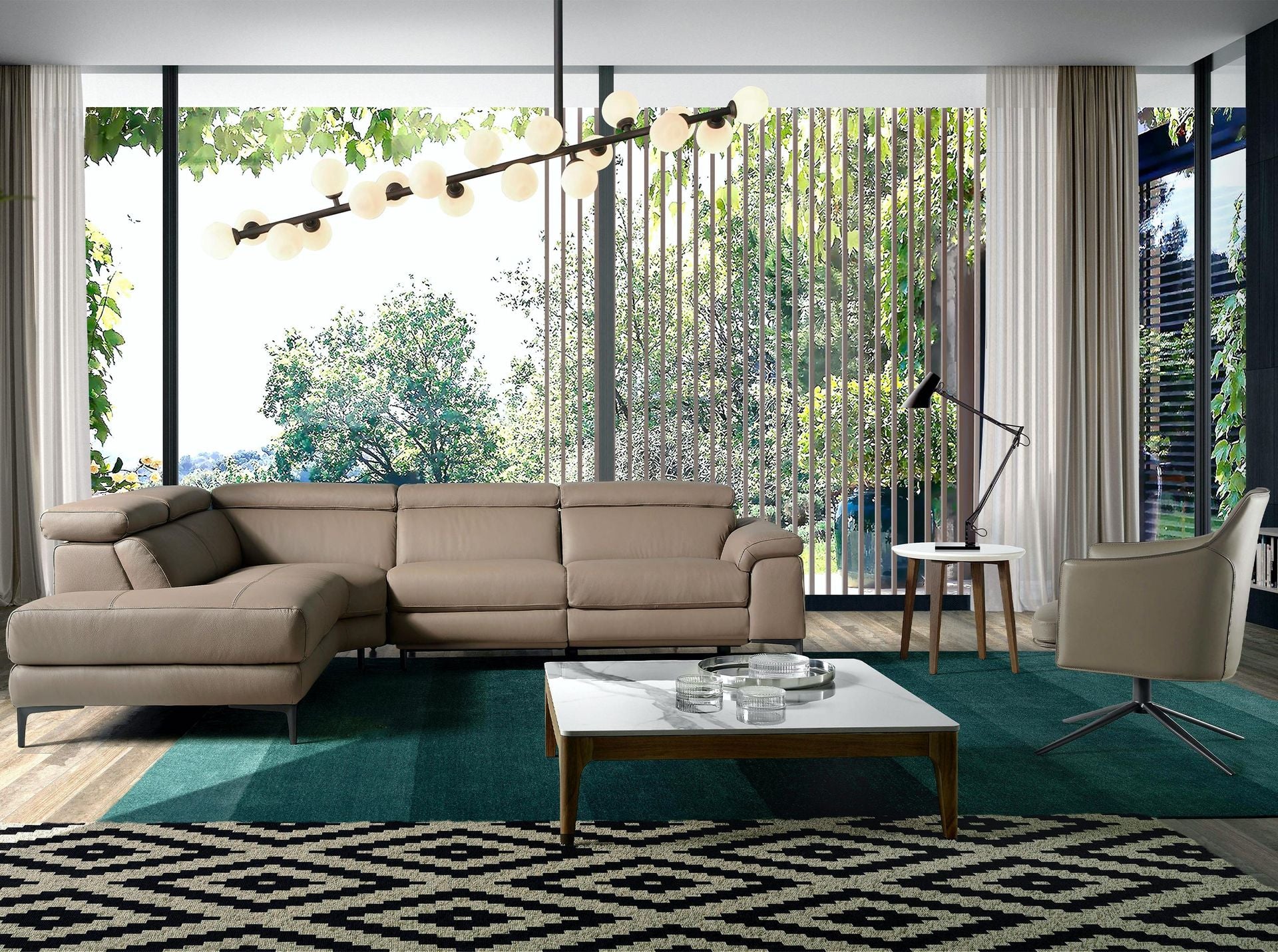 Divano relax chaise longue destro in pelle visone