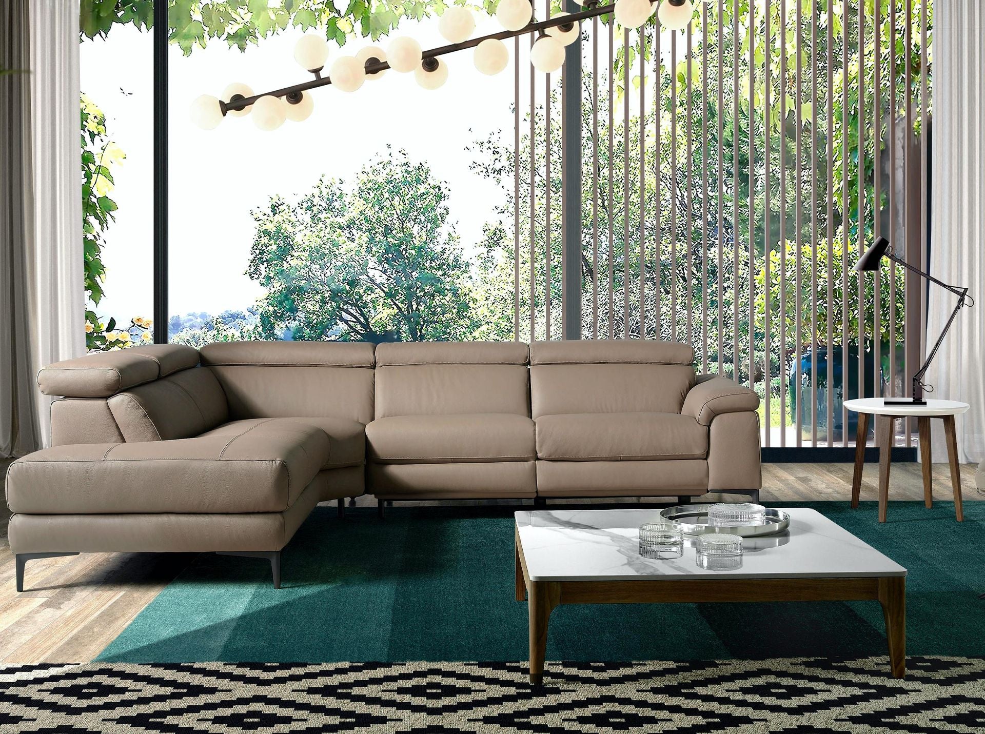 Divano relax chaise longue destro in pelle visone