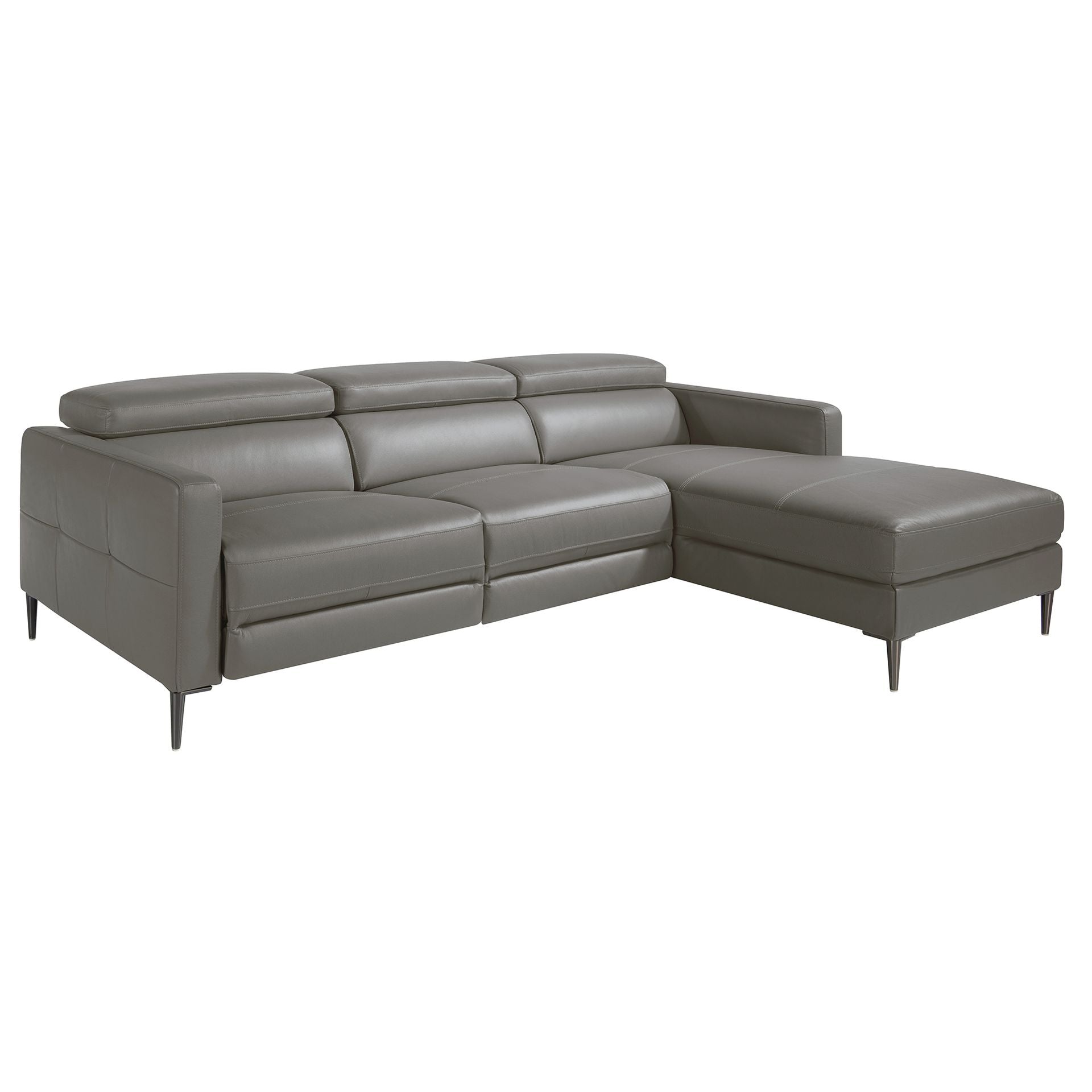 Divano relax chaise longue destro in pelle grigio scuro