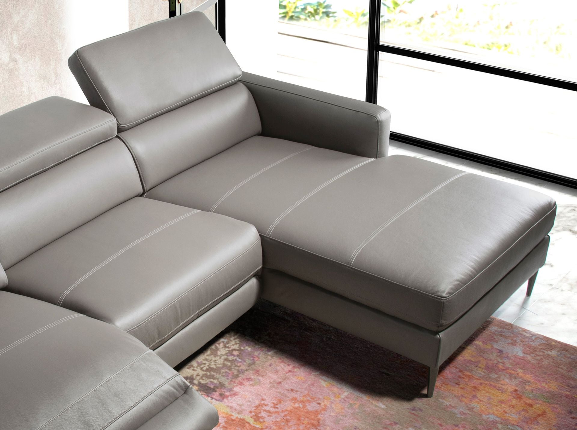 Divano relax chaise longue destro in pelle grigio scuro