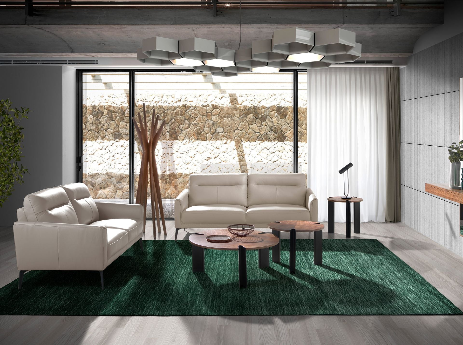 Divano a 3 posti in pelle grigio taupe