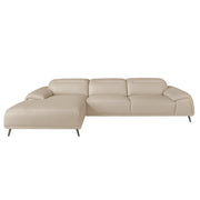 Divano chaise longue sinistro in pelle grigio tortora