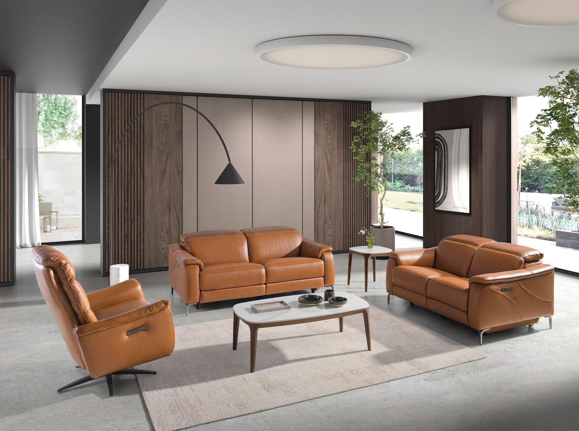 Divano relax a 2 posti in pelle marrone