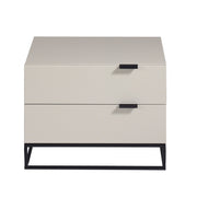 Comodino in legno grigio e acciaio nero