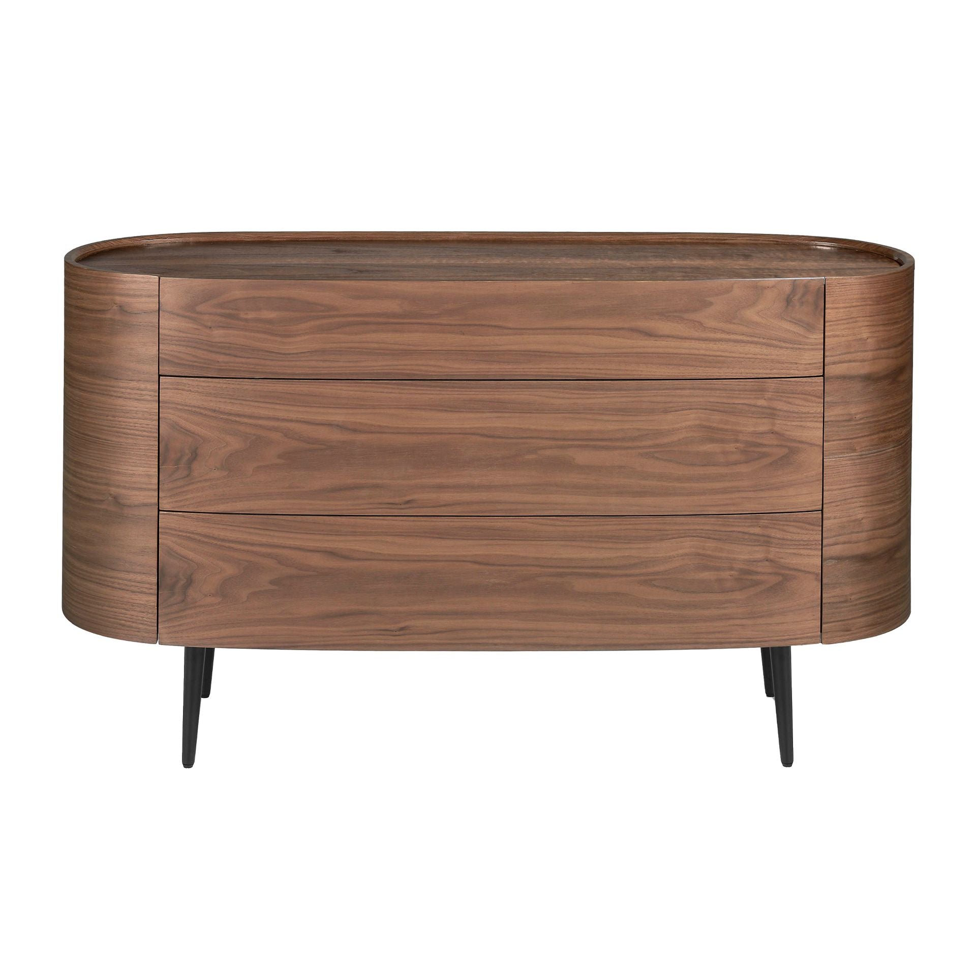 Cassettiera noce e acciaio nero