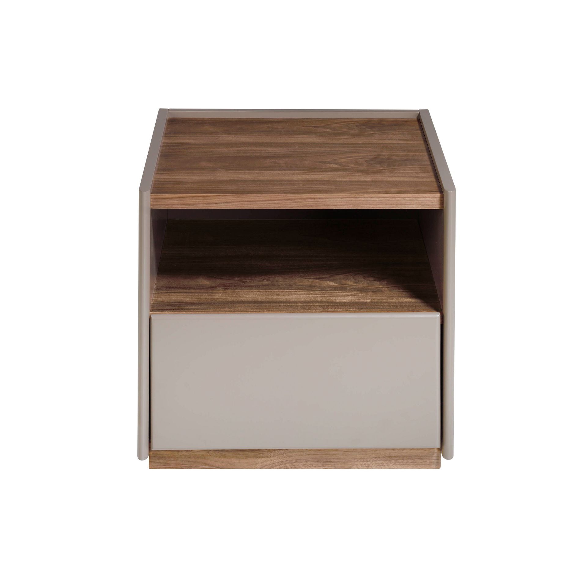 Comodino in legno grigio e noce