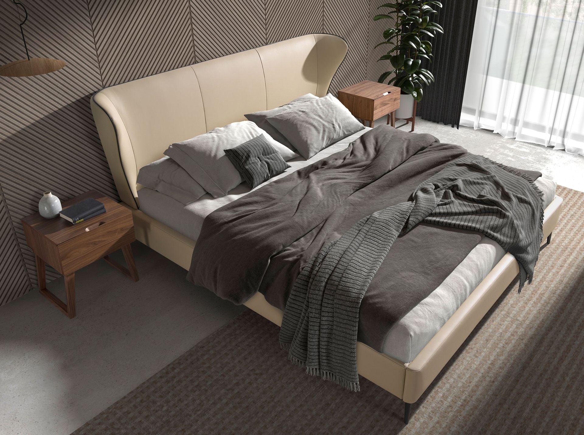 Letto in similpelle crema