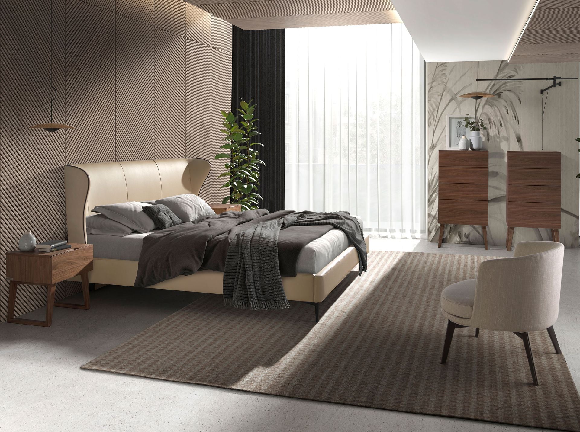 Letto in similpelle crema