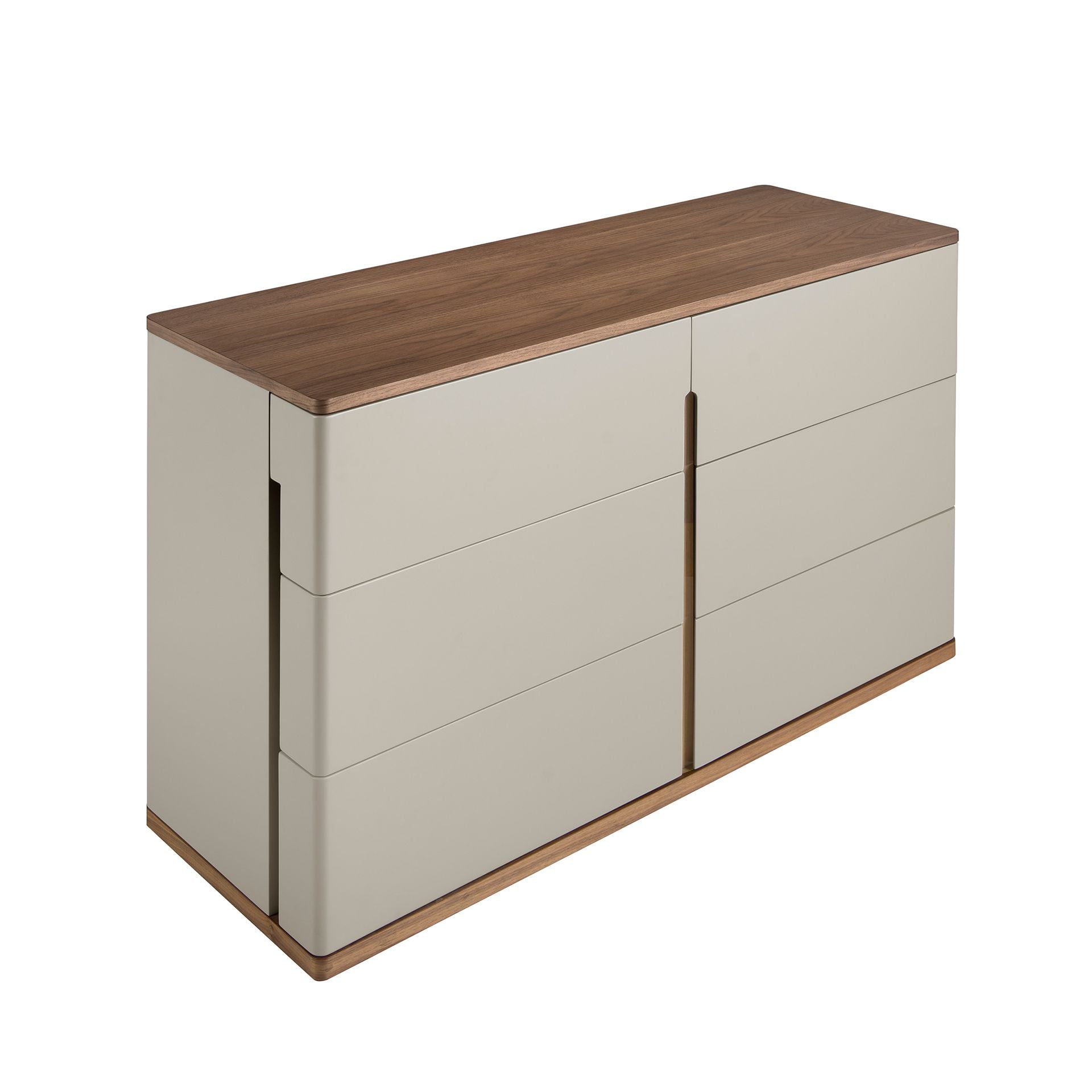 Cassettiera in legno grigio e noce