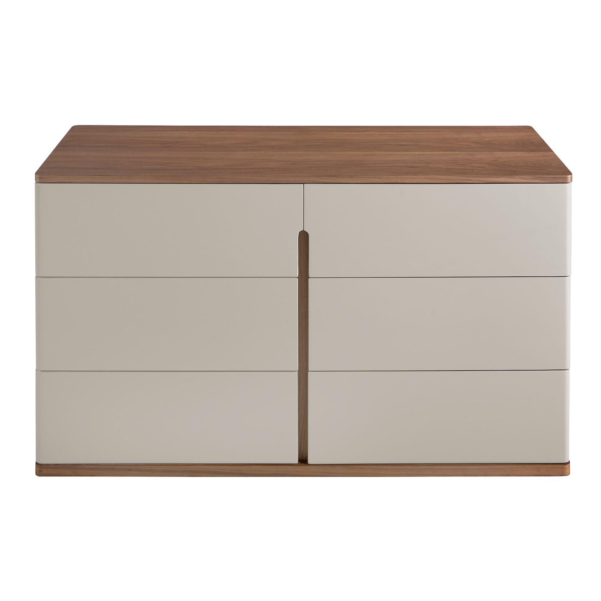 Cassettiera in legno grigio e noce
