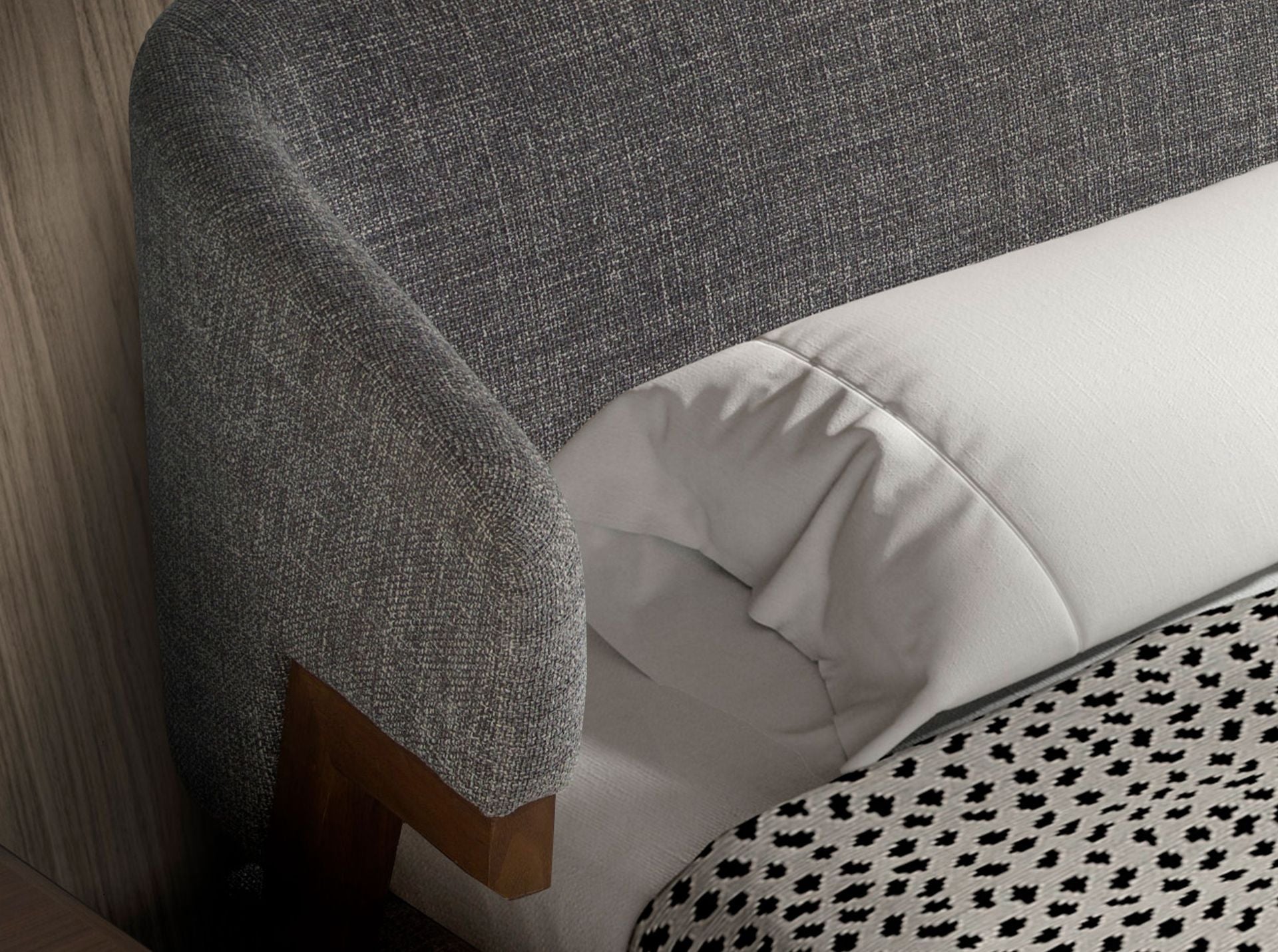 Letto in tessuto grigio