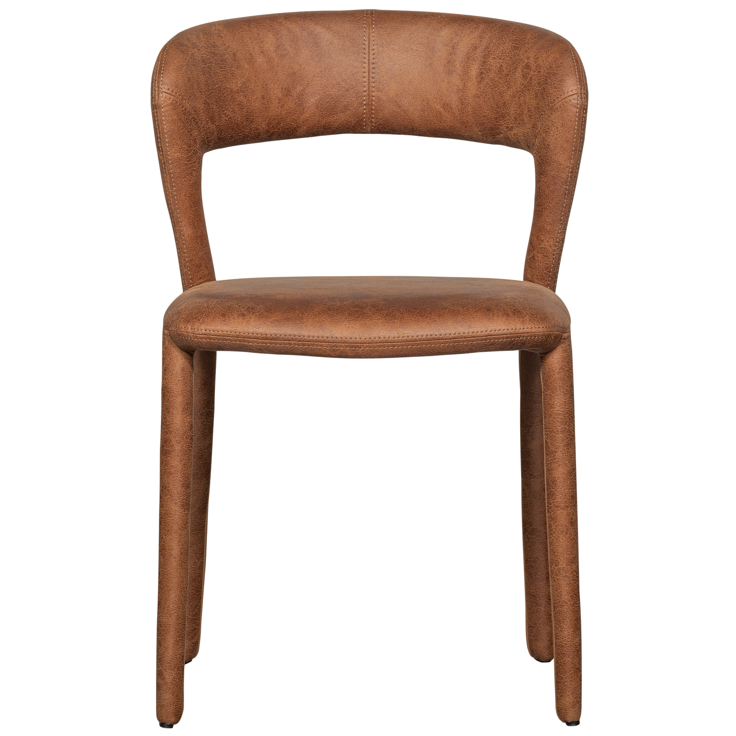 Sedia da pranzo nobile in pelle cognac