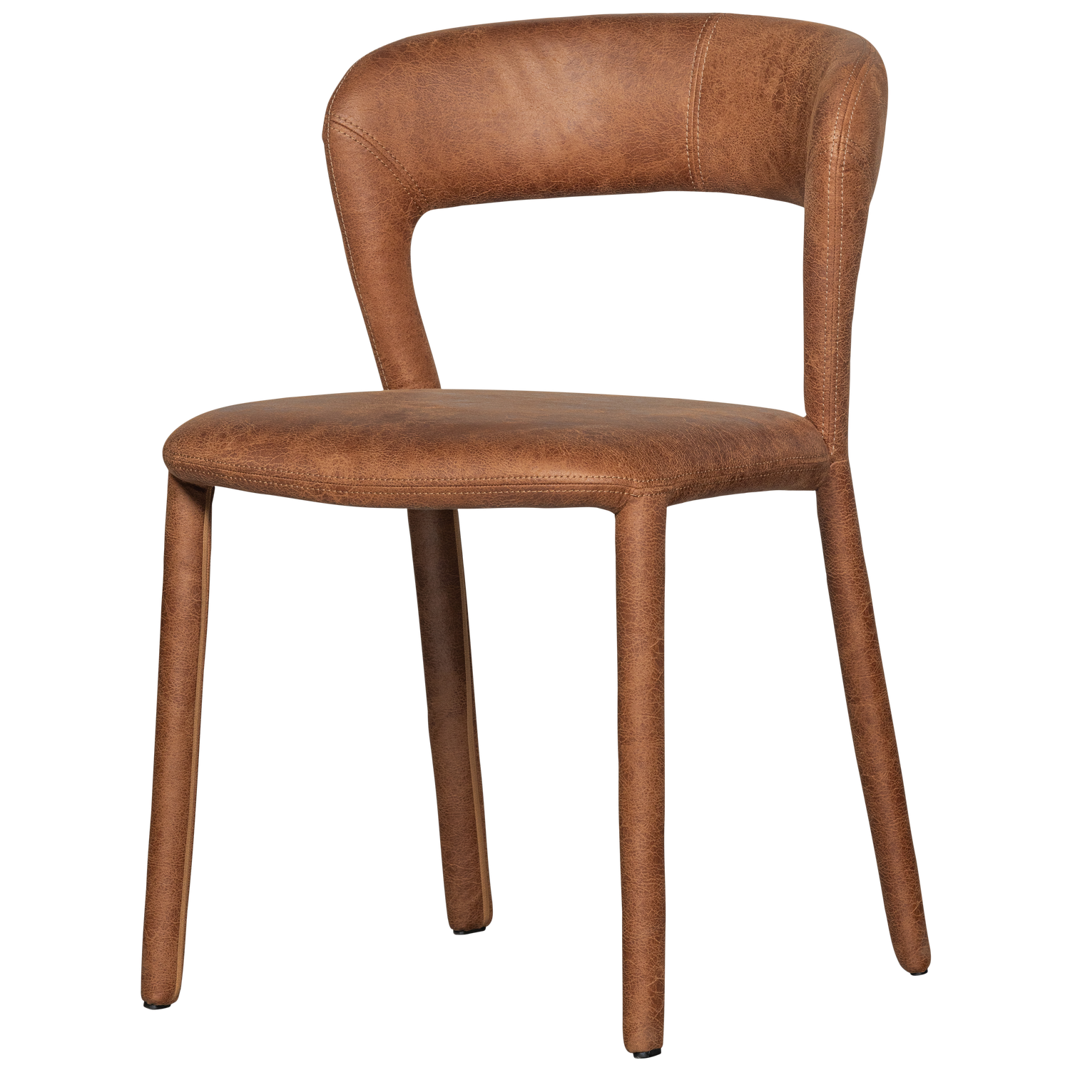 Sedia da pranzo nobile in pelle cognac