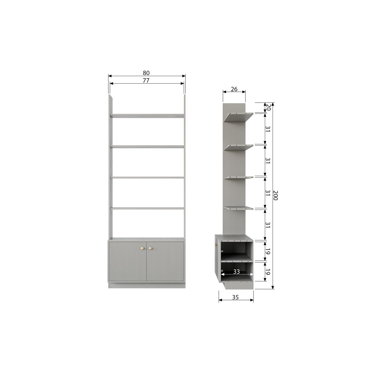 Libreria madu pino grigio nuvola profondo