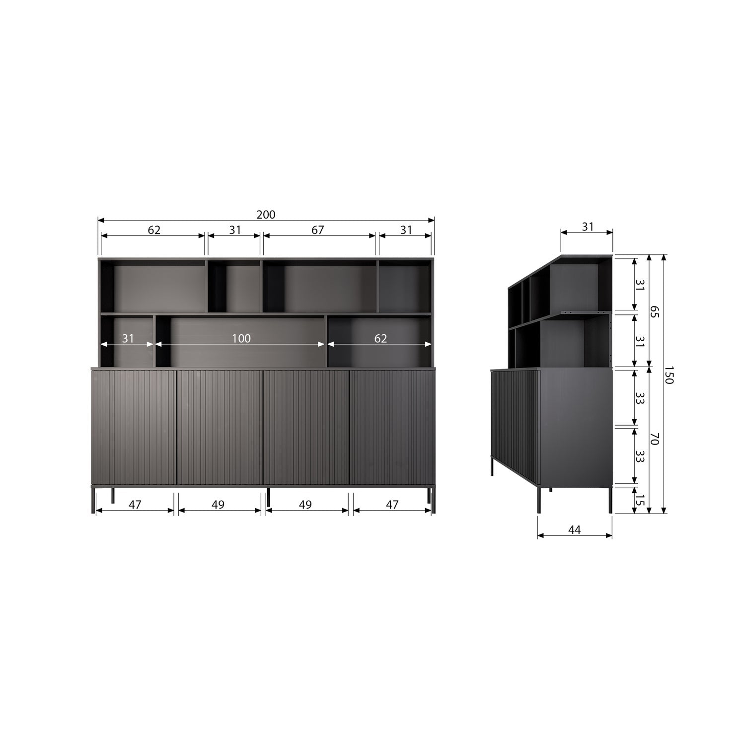 Nuovo armadio aggiuntivo rotococco pine dust