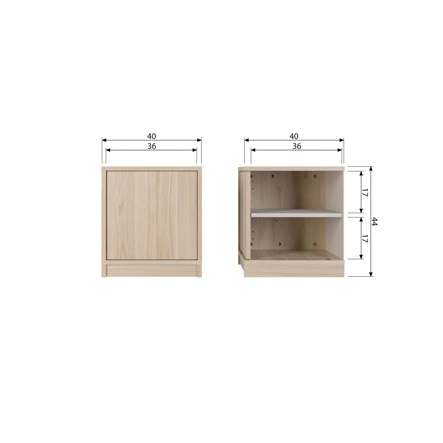 Mobile base modulair 40cm rovere naturale opaco
